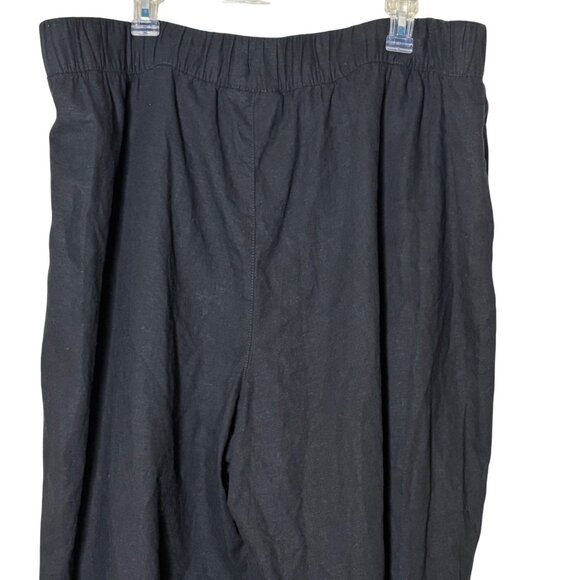 Lane Bryant Plus Size 22 Linen Blend Wide Leg Pants Black Pull On Elastic Waist - Picture 10 of 12
